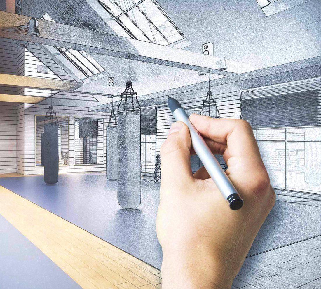 Esquisse d'aménagement d'une salle de sport